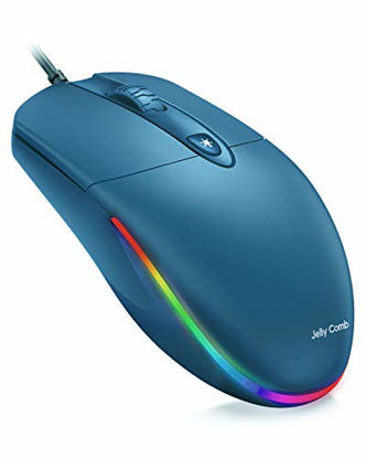 Picture of Jelly Comb USB Wired Mouse,RGB Optical Silent Computer Mouse,1600 DPI Office and Home Mice,for Windows PC, Laptop, Desktop, Notebook-MS059 (Peacock Blue)