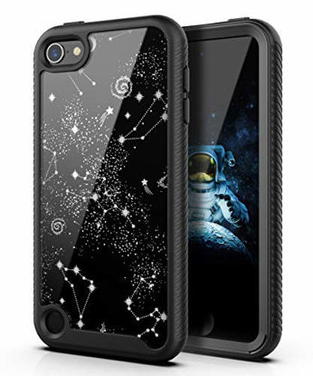 Picture of PBRO Case for iPod Touch 7 Case/iPod Touch 6 Case/iPod Touch 5 Case Cute Universe Case Dual Layer Hybrid Anti-Slip Sturdy Case Rugged Shockproof Case for Apple iPod Touch 7th/6th/5th Generation-Black