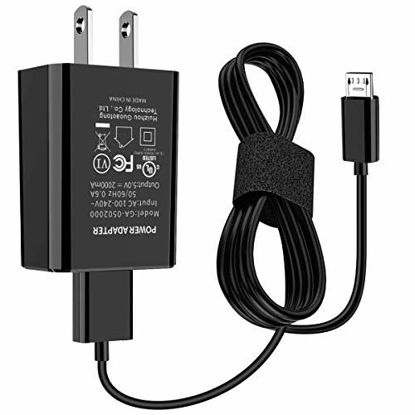 Picture of Kindle Charger, UL Listed Kindle Fire Charger AC Adapter 2A Rapid Charger with 5.0 Ft Micro-USB Cable Compatible with Fire 7 8 10 Tablet, HDX 6" 7" 8.9" 9.7" and Phone, Tab Power Supply Cord (Black)