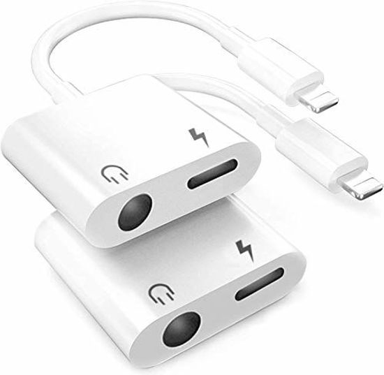 Picture of artmu 2 Pack Headphone Adapter for iPhone, [MFi Certified] 2 in 1 Lightning to 3.5mm AUX Audio + Charger Splitter Compatible with iPhone 12/11/XS/XR/X 8 7/iPad