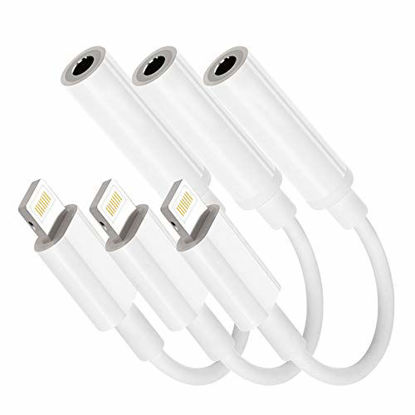 Picture of [Apple MFi Certified] Lightning to 3.5 mm Headphone Jack Adapter?3 Pack iPhone to 3.5mm Jack Earphone Audio Jack Aux Accessories Compatible with iPhone 12/11/XS/Max/X 8 7/iPad,Support All iOS System