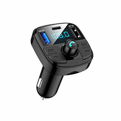 Picture of Bluetooth FM Transmitters, SEMTION Wireless FM Audio Receiver QC 3.0 and Type-C Car Adaptor Compatible for iPhone Samsung Phones