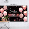 Picture of Happy Retirement Party Decorations, Extra Large Fabric Happy Retirement Sign Banner Photo Booth Backdrop Background with Rope for Retirement Party Favor (Black and Rose Pink,72.8 x 43.3 inch)