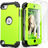 Picture of iPod Touch 7th Generation Case with 2 Screen Protectors, IDweel Hybrid 3 in 1 Shockproof Slim Heavy Duty Hard PC Cover Soft Silicone Rugged Bumper Full Body Case for iPod Touch 5/6/7th Gen,Grass Green