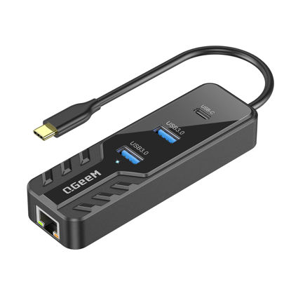 Picture of QGeeM USB C to Ethernet 2.5G Adapter, 4-in-1 USB C Hub to 4k Monitor,100W Power Delivery,2 USB 3.0,Full Function USB C Adapter Compatible with Thunderbolt 3/4 MacBook,Lenovo,Dell,HP,Surface