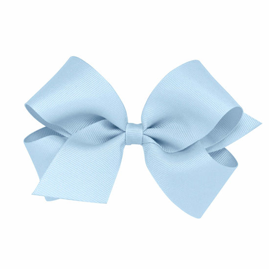 Picture of Wee Ones Girls' Classic Grosgrain Hair Bow on a WeeStay Clip with Plain Wrap, Medium, Millennium Blue