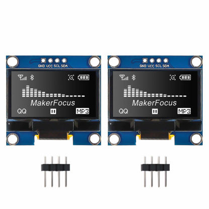 Picture of MakerFocus 2pcs OLED Display Module I2C 128X64 1.3 Inch Display Module SSD1106 White with Pins for Ar duino UNO R3 STM