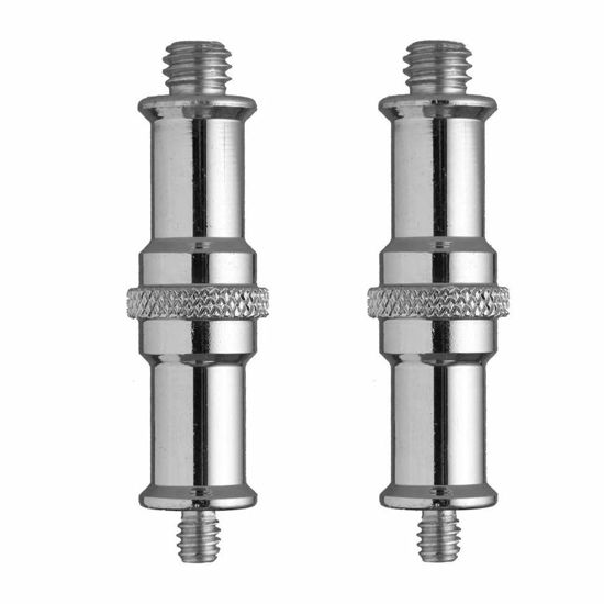 Picture of 2 Pieces Standard 1/4 to 3/8 inch Metal Male Convertor Threaded Screw Adapter Spigot Stud for Studio Light Stand, Hotshoe/Coldshoe Adapter, Ball Head, Wireless Flash Receiver, Trigger