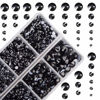 Picture of 4000pcs Mixed Size Hot Fix Round Crystals Gems Glass Stones Hotfix Flat Back Rhinestones (Jet Black)