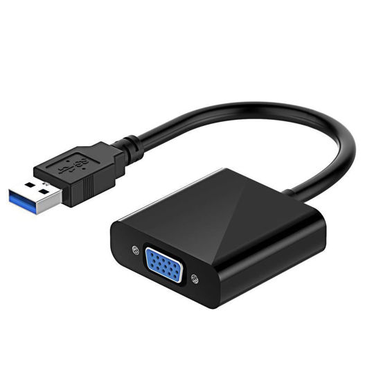 Picture of BOWONG USB 3.0 to VGA Adapter, USB 3.0/2.0 to VGA 1080P Adapter (Male to Female), Multi Monitor External Video Graphic Card Cable Converter for Windows 10/8.1/8/7/XP Built-in-Drivers