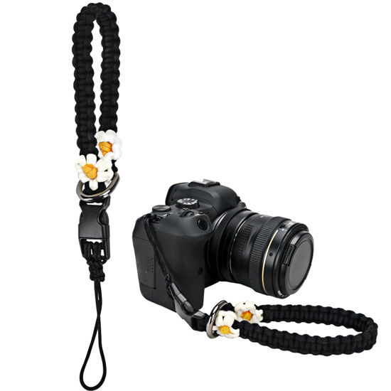 Picture of VICHUNHO Boho Macrame Camera Wrist Strap,DSLR Camera Wristlet Lanyard,Tactical Camera Hand Sling,Quick Release Rope, Portable Accessories (Daisy)