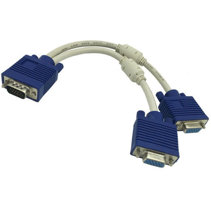 Picture of DONG 1 Computer to Dual 2 Monitor vga Splitter Cable Video Y Splitter 15 pin Two Ports vga Male to Female