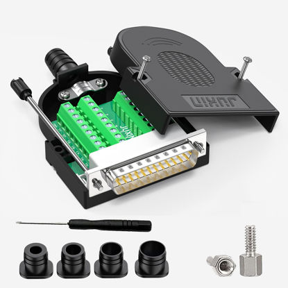 Picture of JUXINICE No Soldering Needed DB25 Serial Adapters D-SUB 25-pin Male RS232 Adapter to Terminal Connector Signal Module with Bolts Nuts and Screwdriver (DB25 Male)