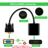 Picture of VGA to HDMI Adapter Converter 15 Pin D-sub to HDMI Converter 1080P Full HD VGA Source Output to HDMI Host Input Video Dongle for Monitor, Laptop, HDTV, PC (VGA Output to HDMI Input, Irreversible)