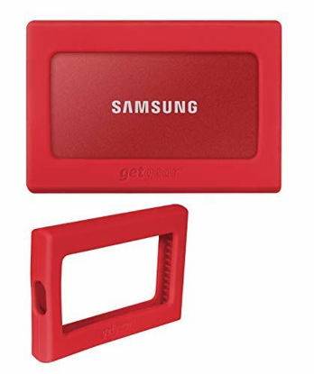 Picture of getgear Silicone Bumper for Samsung T7, T7 Touch Portable SSD - 1TB, 2TB, 500GB, USB 3.2, Strong-Shock Absorbing, Slip-Resistant-Red