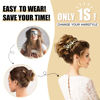 Picture of HMD Tousled Updo Messy Bun Hairpiece Hair Extension Ponytail with Elastic Rubber Band Updo Ponytail Hairpiece Synthetic Hair Extensions Scrunchies Ponytail Hairpieces for Women (Tousled Updo Bun, Dark Brown & Ash Blonde)