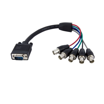 Picture of StarTech.com 1 ft. (0.3 m) VGA to BNC Cable - HD15 VGA to 5 BNC - Male/Female - BNC Cable - (VGABNCMF1),Black