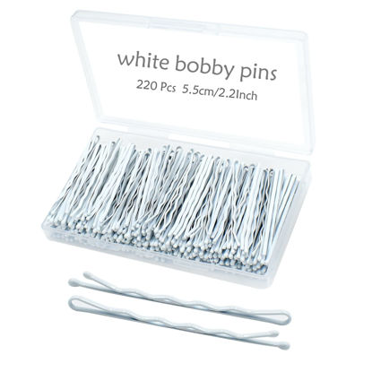 Picture of White Bobby Pins for Hair, YINGFENG 220 Count 2.2 Inch Wavy Style White Hair Pins for Women, White Hair Clips Bulk with Storage Box, Hairpins Perfect for Gray or White Haired Ladies