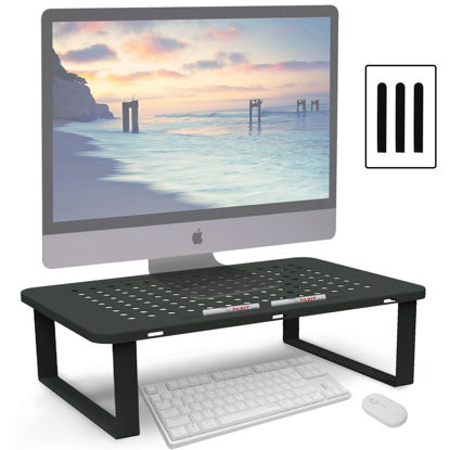 Picture of YOONTURN Monitor Stand Riser for Laptop, Computer, PC, Printer, Mesh Metal Monitor Riser for Desktop Organizer