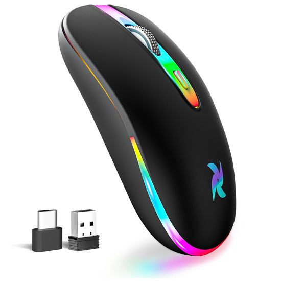 Slim Rechargeable 2.4G Wireless Mouse, 3 DPI Settings, Black