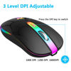 Picture of HZD LED Wireless Mouse, Slim Silent Rechargeable Mouse, 2.4G Portable USB Optical Mouse with Type C Adapter, 3 Adjustable DPI Levels 1600/1200/800 Computer Mouse for Laptop,PC,MacBook,Notebook