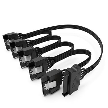 Picture of QIVYNSRY SATA Power Splitter Cable Straight SATA 15 Pin Male to 5 Female Power Splitter Extension Cable Serial ATA Power Cable Splitter Hard Drive Power Cable (50cm+10cm+10cm+10cm+10cm)