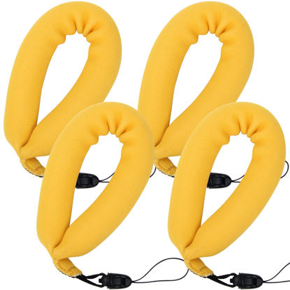 Picture of 4 Pack Waterproof Camera Floats, AngleKai Yellow Floating Camera Strap, Portable Waterproof Camera Float Strap for Underwater Camera Floating Wrist Strap