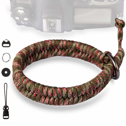 Picture of Camera Wrist Strap,1Pack Adjustable Nylon Camera Hand Strap,for GoPro,DSLR,Fuji,Canon and Mirrorless Cameras Photographers Quick Release,Paracord (Jungle camouflage)