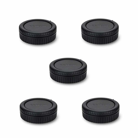 Picture of Rear Lens Cap & Body Cap Cover for Canon RF Mount Mirrorless Camera EOS R100 R50 R10 R8 R7 R6 Mark II R6 R5C R5 R3 R RP Replace RF Rear Lens Cap & R-F-5 Body Cap -5 Packs