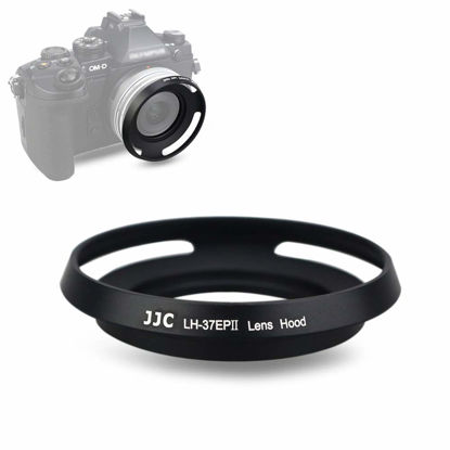 Picture of JJC 37mm Screw in Lens Hood Shade for Olympus M.Zuiko Digital ED 14-42mm EZ Lens Used on OM-D E-M10 III/E-M10 II,etc & Panasonic Lumix G Vario 12-32mm ASPH Lens on DMC-GX85/DMC-GX850,etc - Black