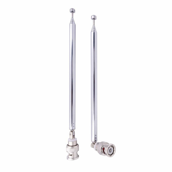 Picture of Fancasee (2 Pack) BNC Radio Antenna with BNC Male Plug Jack Connector Adapter Telescopic Stainless Steel HF VHF UHF BNC Antenna for Portable Mobile Handheld Radio Scanner Police Scanner Receiver