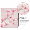 Picture of kwmobile Origami Case Compatible with Kobo Libra H2O - Case Slim Premium PU Leather Cover with Stand - Magnolias Pink / White / Dusty Pink