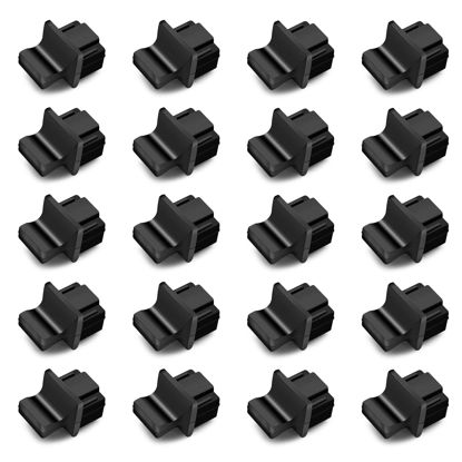 Picture of RJ45 Dust Cover Cap Ethernet Port Plugs Network Switch Port Protector for Fiber Optic Copper RJ45 Female Fiber Terminal Slot, Black Silicone, 20pcs