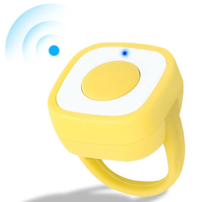 Picture of Bluetooth Remote Control for TIK Tok Page Turner, Wireless Scrolling Ring for TikTok, iPhone, iPad, Cell Phone, iOS, Android, Clicker Selfie Button Photo Camera Shutter Video Recording - Yellow