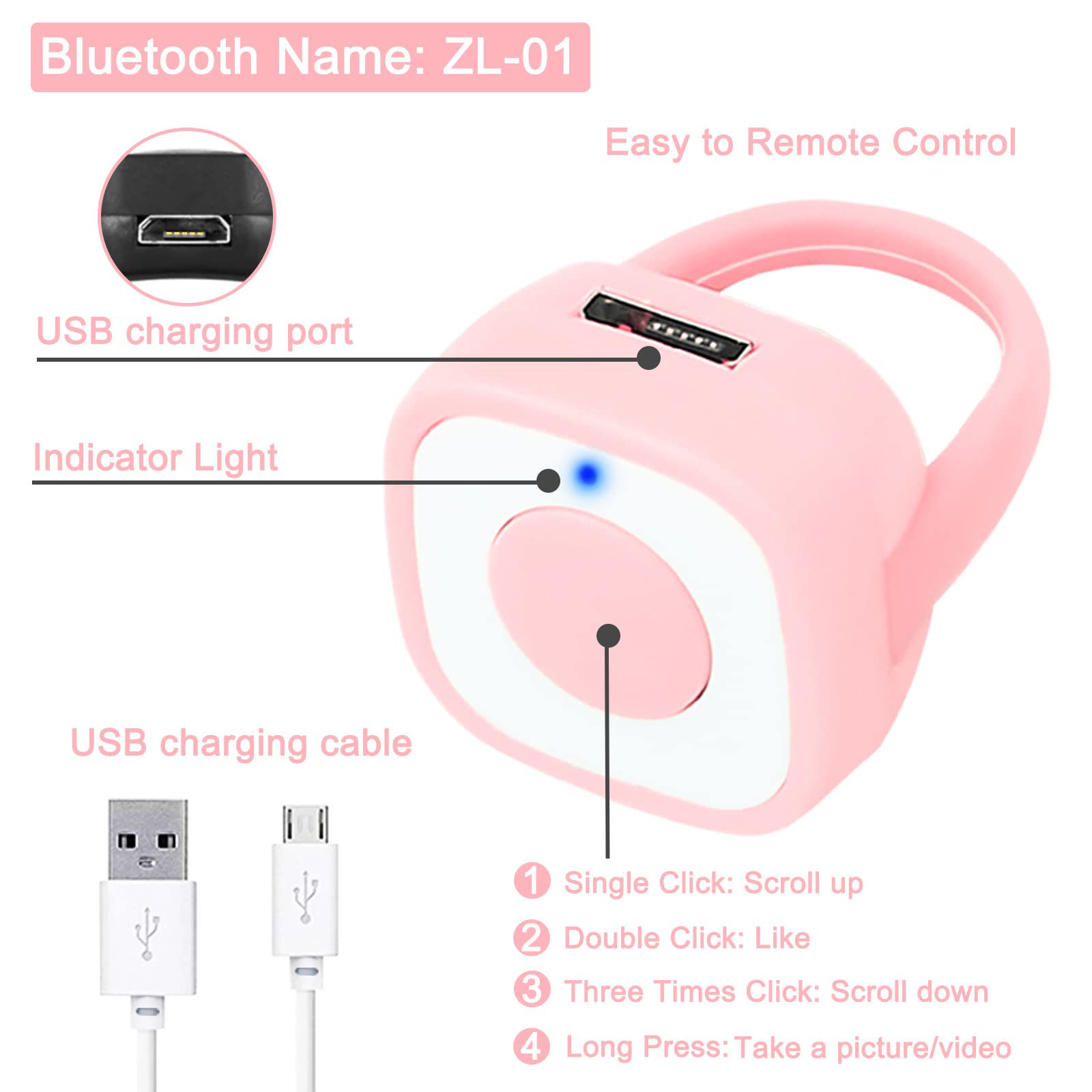 GetUSCart- Remote Control for TIK Tok, Bluetooth Page Turner Clicker ...