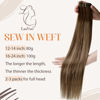 Picture of LAAVOO Weft Hair Extensions Real Human Hair 20inch 100g Balayage Dark Brown Fading to Caramel Brown Hand Tied Weft Hair Extension Weave Hair Extensions Bundles Silk Straight