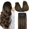 Picture of GOO GOO Clip in Human Hair Extensions Balayage Dark Brown to Chestnut Brown 20 Inch 7pcs 120g Clip in Hair Extensions Human Hair Straight Real Natural Hair Extensions