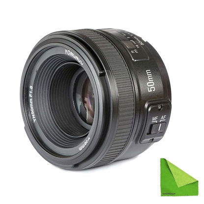 Picture of YONGNUO YN EF 50mm f/1.8 AF Lens YN50 Aperture Auto Focus for Nikon Camera as AF-S 50mm 1.8G with Cleaning Cloth