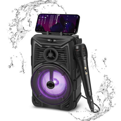 Picture of CZRXLLGD Bluetooth Speaker, IPX5 Waterproof Speaker with HD Sound, RGB Multi-Colors Rhythm Lights, Up to 8H Playtime, TWS Pairing, Portable Wireless Speakers for Home, Party, Outdoor, Beach