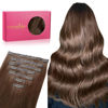 Picture of WENNALIFE Seamless Clip In Hair Extensions, 18 Inch 130g 7pcs Chocolate Brown Hair Extensions Clip in Human Hair Invisible PU Skin Weft Natural Remy Human Hair Extensions