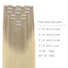 Picture of WENNALIFE Seamless Clip In Hair Extensions, 16 Inch 130g 7pcs Ash Blonde to Golden Blonde and Platinum Blonde Hair Extensions Clip in Human Hair Invisible PU Skin Weft Natural Remy Human Hair Extensions