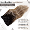 Picture of LaaVoo Hair Extensions Clip in Human Hair Ombre Black 20inch Black Ombre Fading to Dark Brown Mix Caramel Brown 7pcs/120g Full Head Remy Human Hair Extensions Clip ins Black Ombre Real Human Hair Extensions Long Straight Double Weft for Women