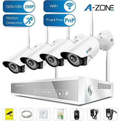 Picture of A-ZONE Wireless Security Camera System, 4CH 1080P Full HD NVR with 4pcs 1080P HD Indoor Outdoor Wireless IP Cameras Night Vision,Easy Remote View,No Hard Drive