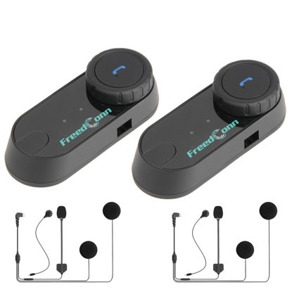 Picture of FreedConn Motorcycle Bluetooth Headset TCOM VB Motorcycle Helmet Speakers 3 Riders Paring 800M 2 Riders Talking Helmet Intercom for Motorbike/Universal Fitment/Music Sharing/FM/Hard&Soft Mic/2Pack