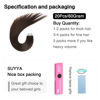 Picture of SUYYA Tape in Hair Extensions Human Hair Darkest Brown 28 Inch 60g/pack 20pcs Straight Seamless Skin Weft Tape in Real Human Hair Extensions(28inch #2 Darkest Brown)