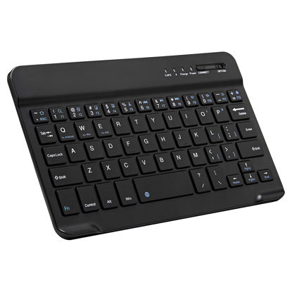 Picture of Ultra-Slim Bluetooth Keyboard Portable Mini Wireless Keyboard Rechargeable for Apple iPad iPhone Samsung Tablet Phone Smartphone iOS Android Windows (7 inch Black)