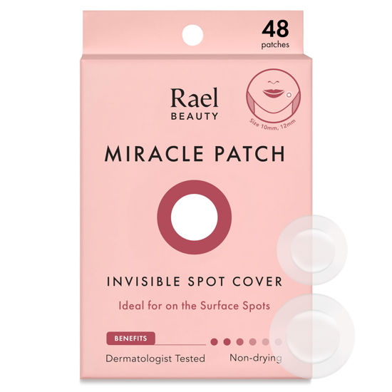 Picture of Rael Pimple Patches, Miracle Invisible Spot Cover - Hydrocolloid Acne Pimple Patches for Face, Blemishes and Zits Absorbing Patch, Breakouts Spot Treatment for Skin Care, Facial Stickers, 2 Sizes (48 Count)