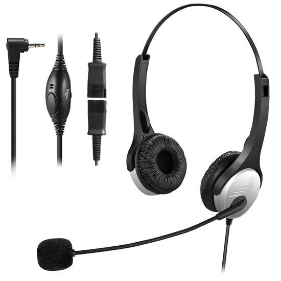 Picture of Voistek Telephone Headset Cisco 2.5mm Headset with Noise Cancelling Mic & Quick Disconnect Landline Phone Headset Compatible with Cisco SPA 303 502G 504G 525G2 AT&T TL 86003 88002 ML17929 Desk Phone