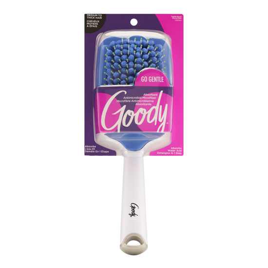 Picture of Goody Quikstyle Detangling Paddle Brush - Absorbent Microfiber and Vented Back Helps Dry Hair Faster - Detangler Comb is Pain-Free Hair Brush Ideal for Thick & Medium to Long Hair