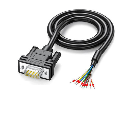 Picture of JUXINICE DB9 Male Connector RS232 Serial Extension Cable,D-SUB 9-Pin Male Adapter to Bare Wire, 9 Wire All Provided with Wiring Terminals-Black (DB9 Male 5FT)